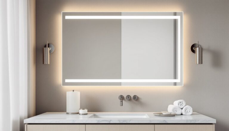 vanity with mirror and lights